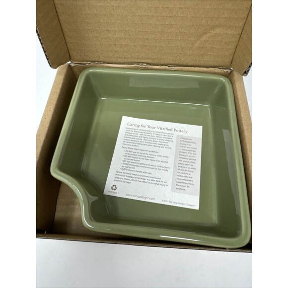 Longaberger Woven Traditions Pottery Square Party Bowl NEW Sage 3227460 NEW - Picture 8 of 8